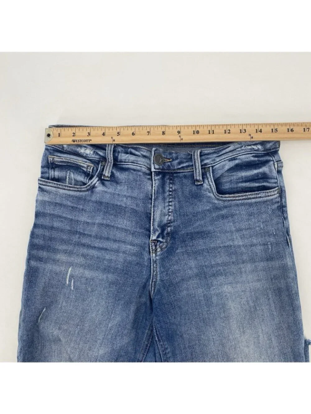 KUT From The Kloth Size 8 Blue Rachel High Rise Mom Jeans Cropped Distressed